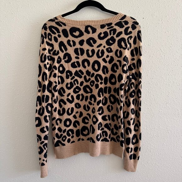 A New Day Tan Leopard Print Knit Pullover Sweater Size S - Picture 3 of 3